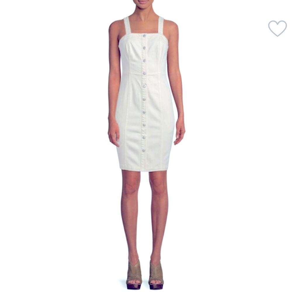 Anthropologie Skies Are Blue Linen Overall Dress Medium NWT Snap Front - Picture 15 of 15